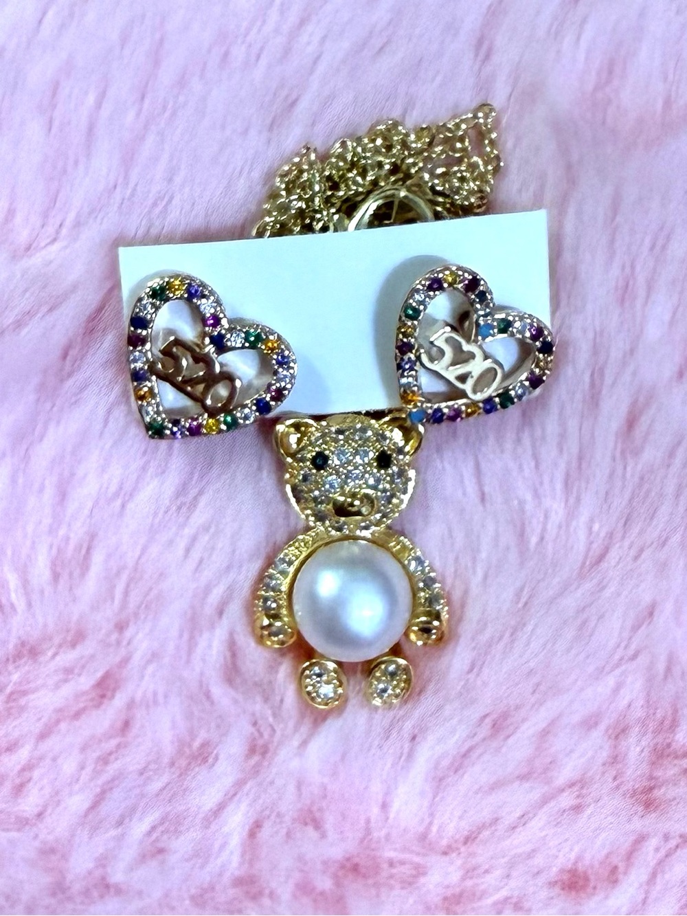 Natural White South Sea Cultured Pearl Necklace & 18K Gold Filled Earrings